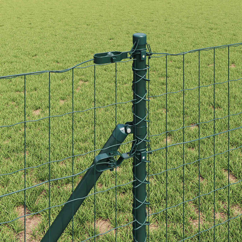 vidaXL Kerítés oszlopokkal Zöld 0,4 x 25 m Acél