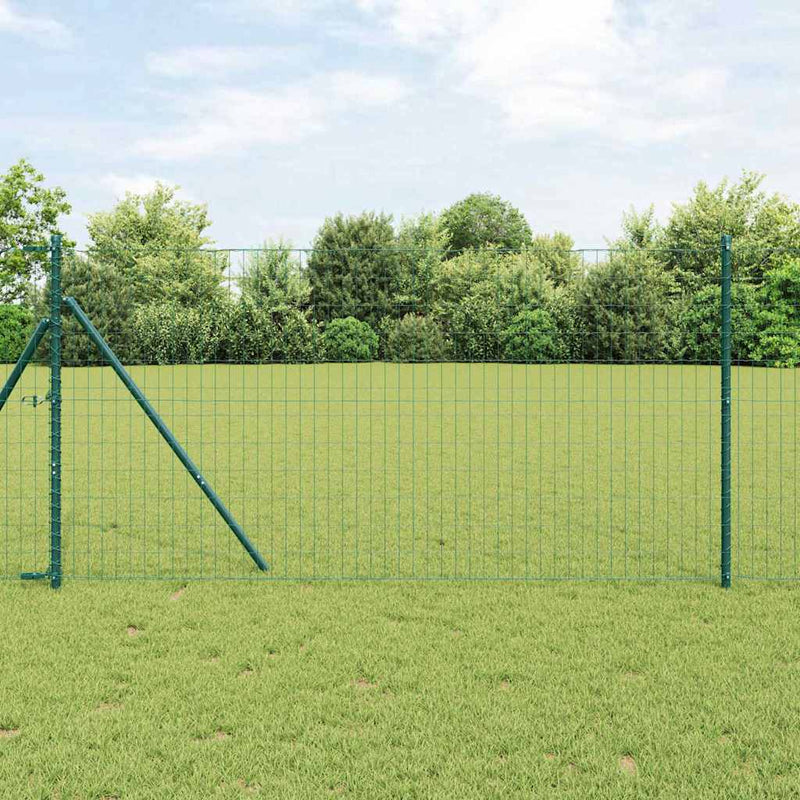 vidaXL Kerítés oszlopokkal Zöld 1.2 x 25 m Acél