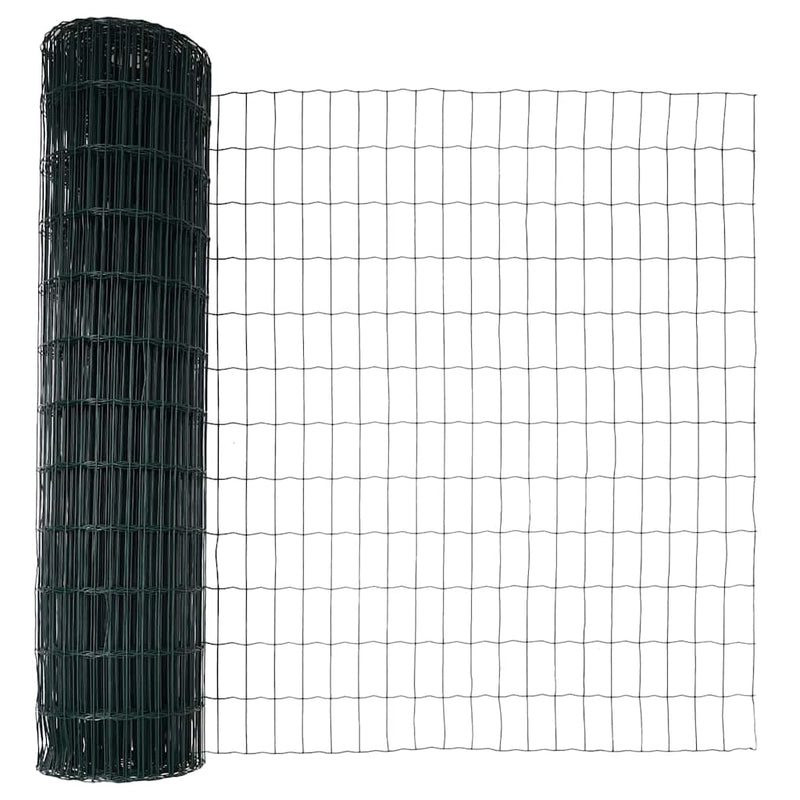 vidaXL Kerítés oszlopokkal Zöld 1.2 x 25 m Acél