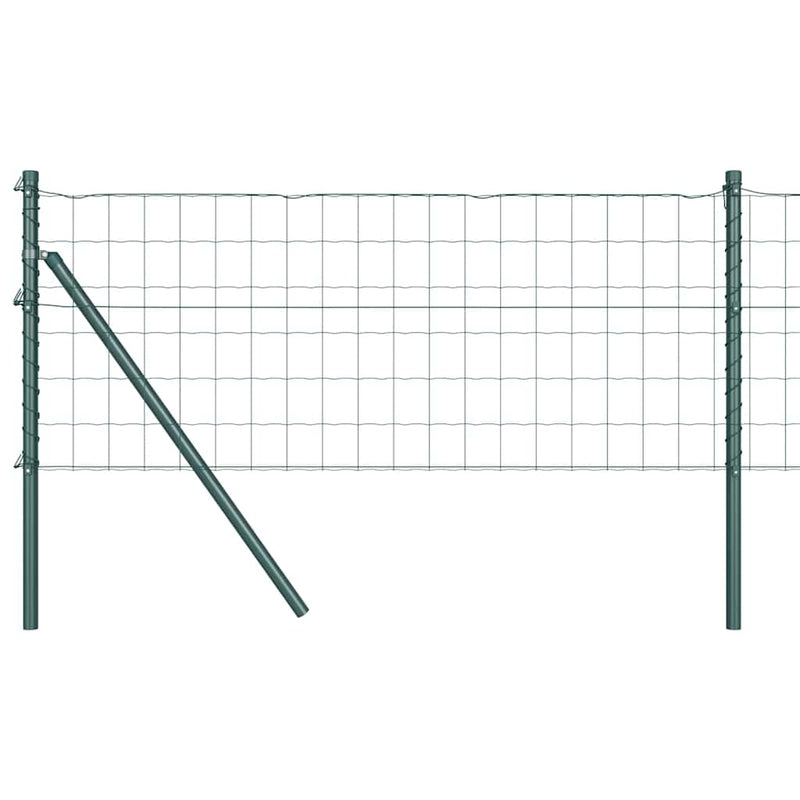 vidaXL Kerítés oszlopokkal Zöld 0,6 x 25 m Acél