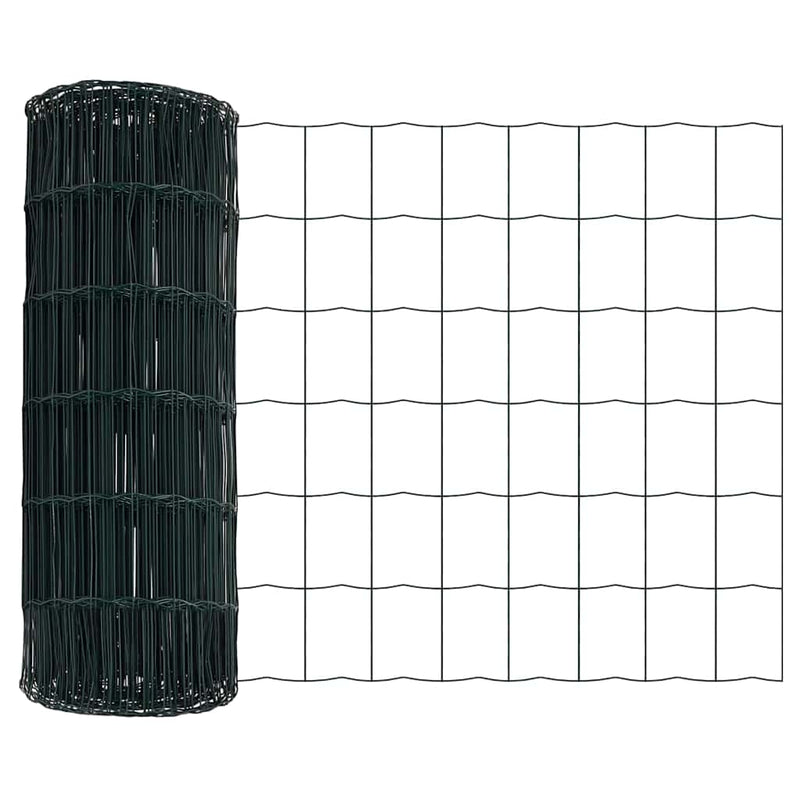vidaXL Kerítés oszlopokkal Zöld 0,6 x 25 m Acél