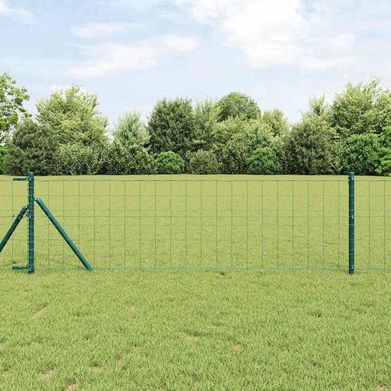 vidaXL Kerítés oszlopokkal Zöld 0,4 x 25 m Acél
