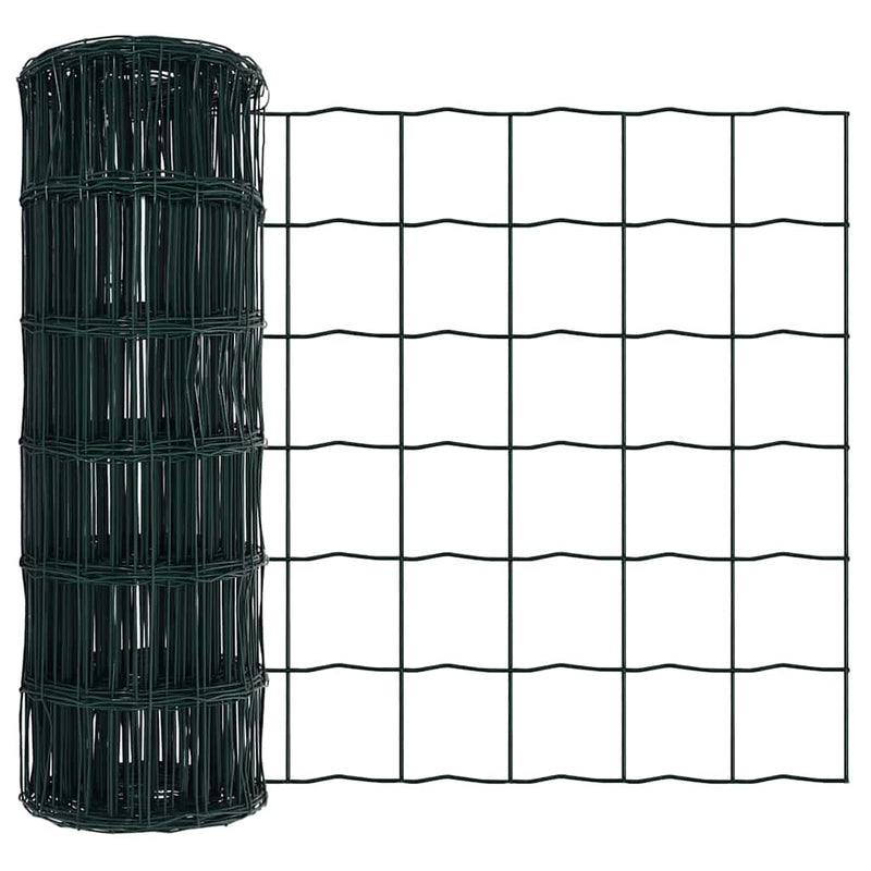 vidaXL Kerítés oszlopokkal Zöld 0,4 x 25 m Acél