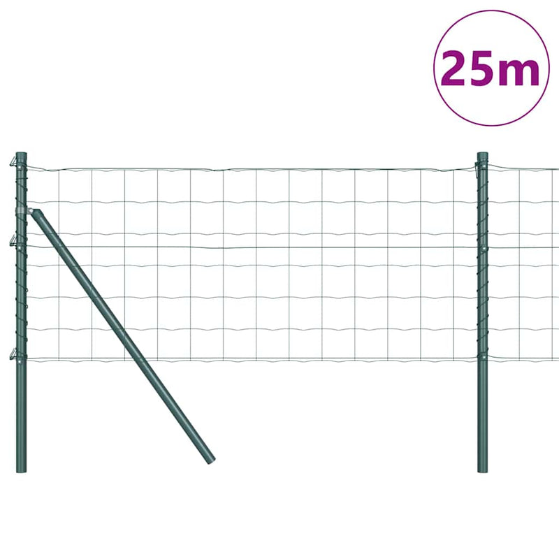 vidaXL Kerítés oszlopokkal Zöld 0,4 x 25 m Acél