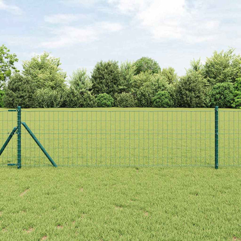 vidaXL Kerítés oszlopokkal Zöld 0.6 x 50 m Acél