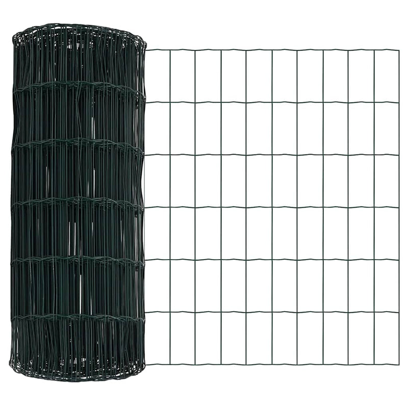 vidaXL Kerítés oszlopokkal Zöld 0.6 x 50 m Acél