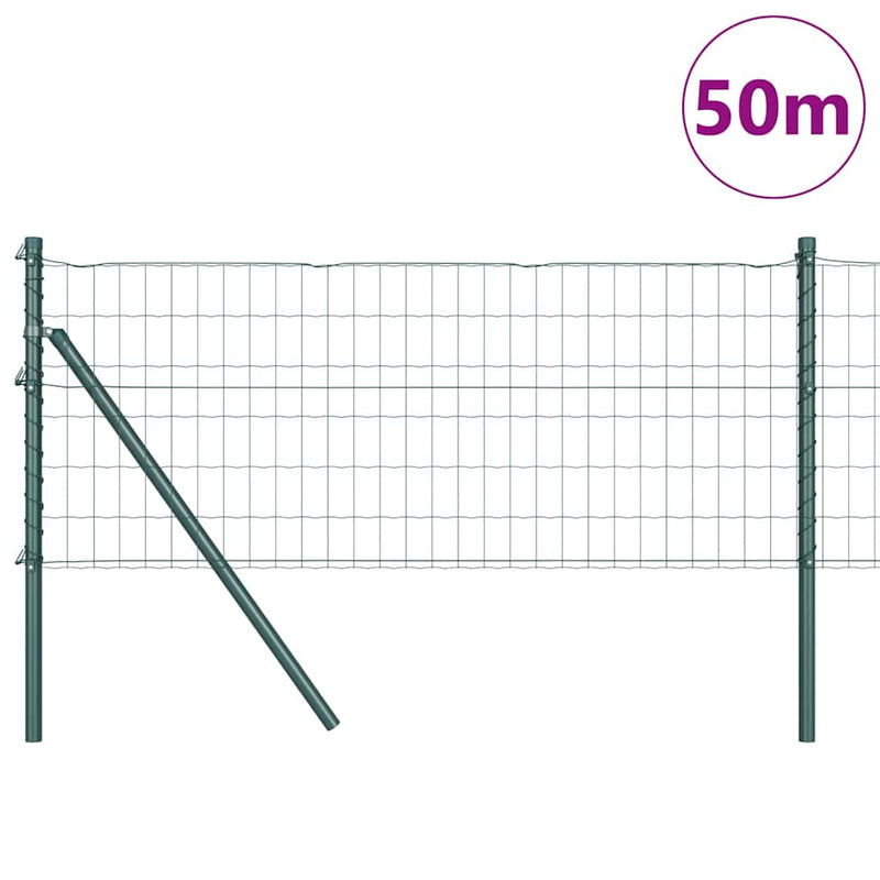 vidaXL Kerítés oszlopokkal Zöld 0.6 x 50 m Acél