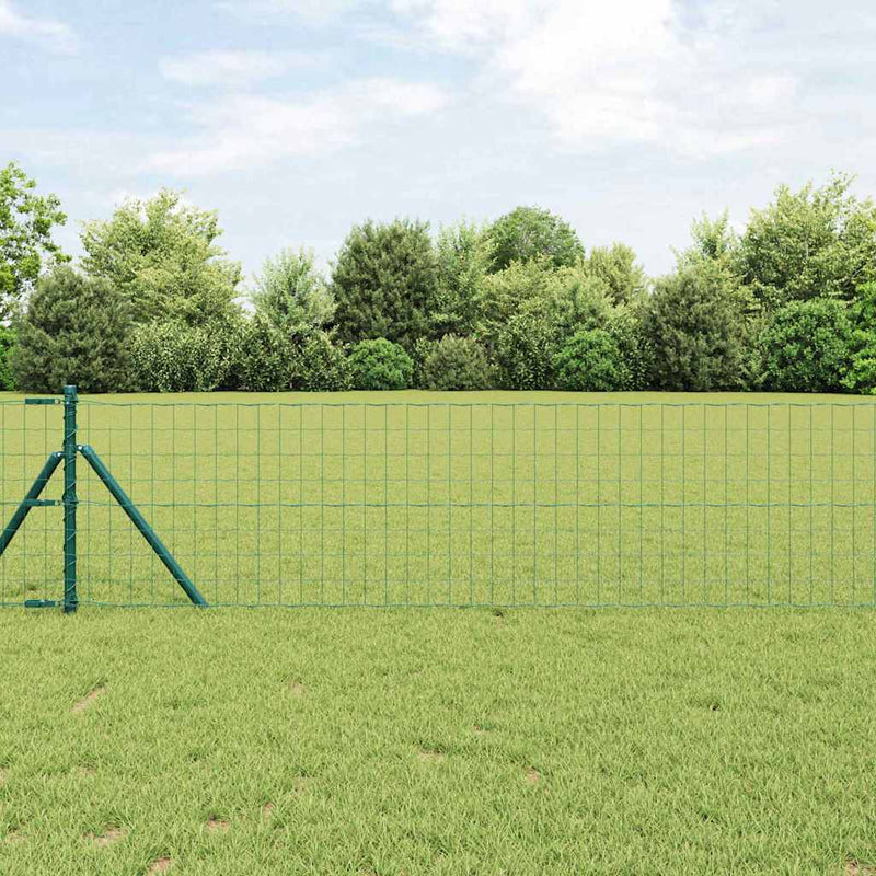 vidaXL Kerítés oszlopokkal Zöld 0,6 x 10 m Acél