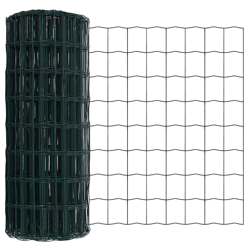 vidaXL Kerítés oszlopokkal Zöld 0,6 x 10 m Acél