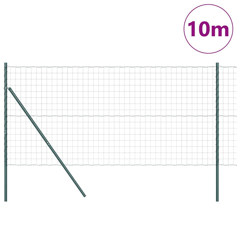 vidaXL Kerítés oszlopokkal Zöld 1 x 10 m Acél