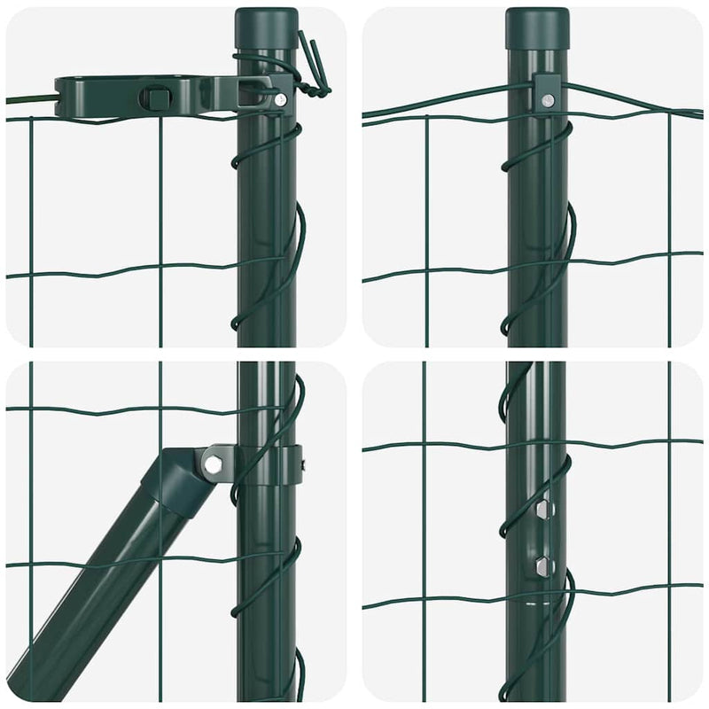 vidaXL Kerítés oszlopokkal Zöld 1.5 x 10 m Acél