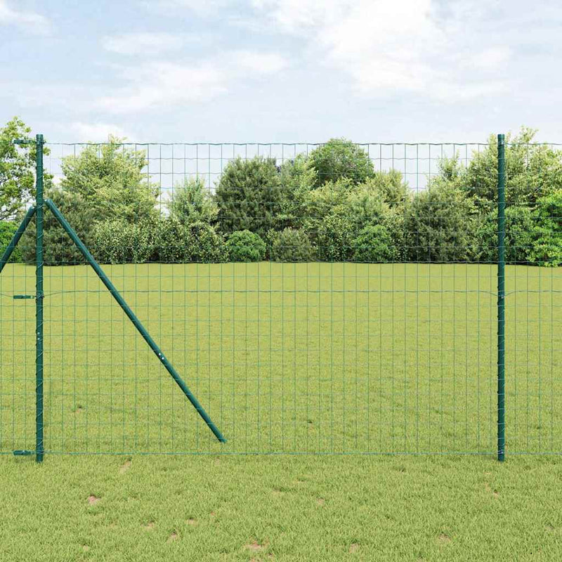vidaXL Kerítés oszlopokkal Zöld 1.5 x 10 m Acél