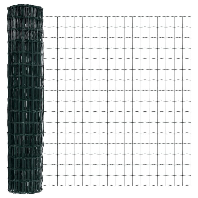 vidaXL Kerítés oszlopokkal Zöld 1.5 x 10 m Acél