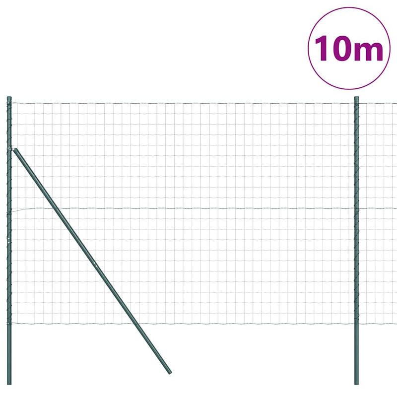 vidaXL Kerítés oszlopokkal Zöld 1.5 x 10 m Acél