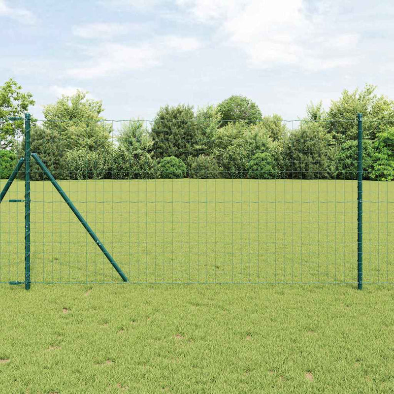 vidaXL Kerítés oszlopokkal Zöld 1 x 25 m Acél