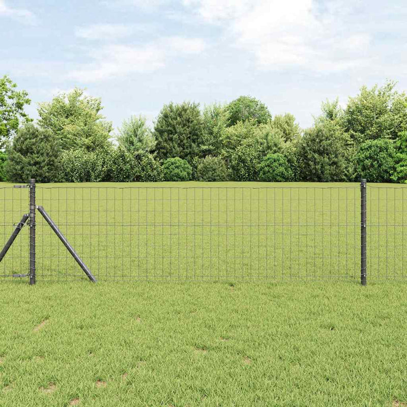 vidaXL Kerítés oszlopokkal Szürke 0.8 x 10 m Acél