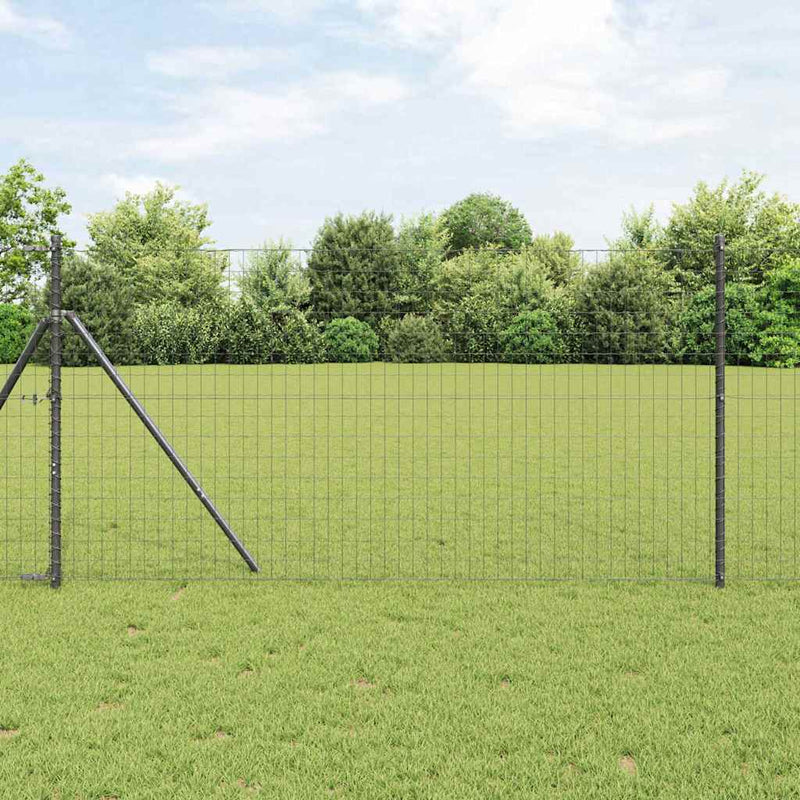 vidaXL Kerítés oszlopokkal Szürke 1 x 10 m Acél