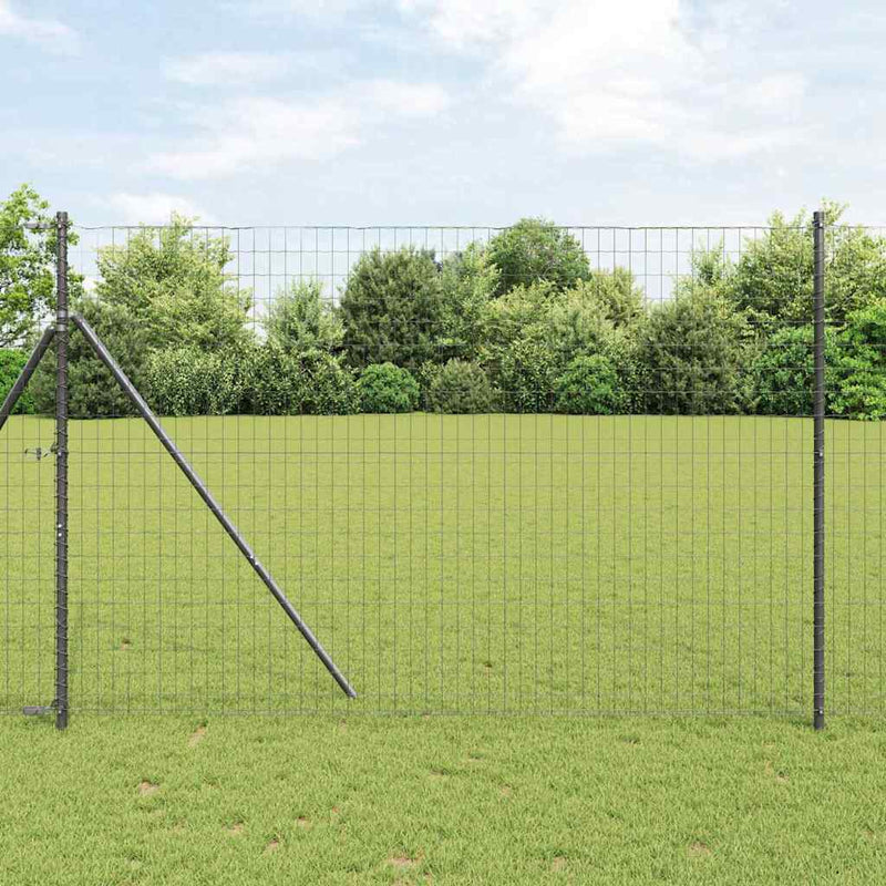 vidaXL Kerítés oszlopokkal Szürke 1.6 x 10 m Acél