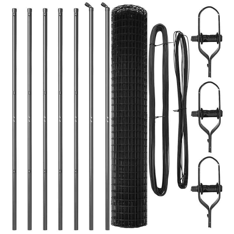 vidaXL Kerítés oszlopokkal Szürke 1.6 x 10 m Acél