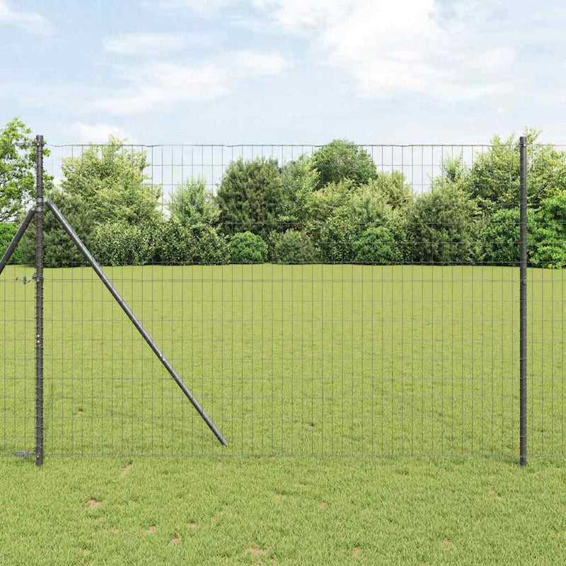 vidaXL Kerítés oszlopokkal Szürke 1.5 x 10 m Acél