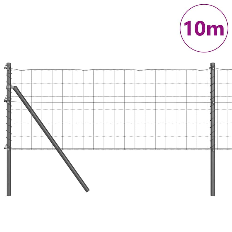vidaXL Kerítés oszlopokkal Szürke 0.8 x 10 m Acél