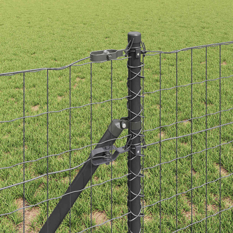 vidaXL Kerítés oszlopokkal Szürke 0.8 x 25 m Acél