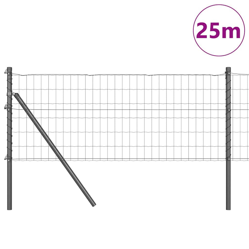 vidaXL Kerítés oszlopokkal Szürke 0.8 x 25 m Acél