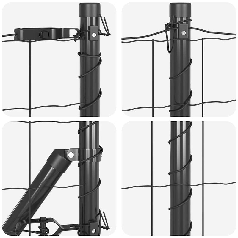 vidaXL Kerítés oszlopokkal Szürke 0.8 x 25 m Acél