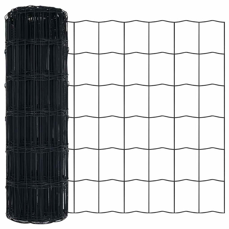 vidaXL Kerítés oszlopokkal Szürke 0.8 x 25 m Acél