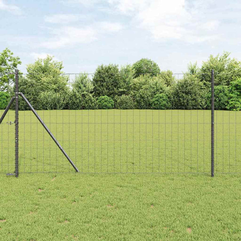 vidaXL Kerítés oszlopokkal Szürke 1.2 x 25 m Acél