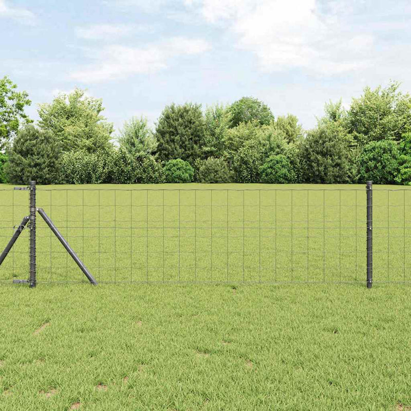 vidaXL Kerítés oszlopokkal Szürke 0,4 x 25 m Acél