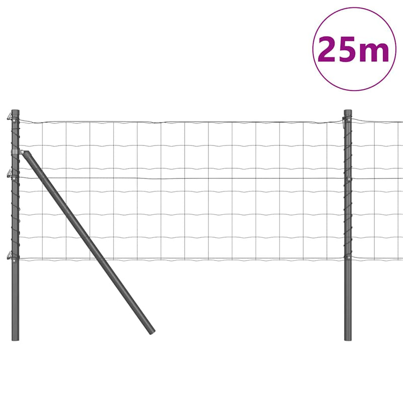 vidaXL Kerítés oszlopokkal Szürke 0,4 x 25 m Acél