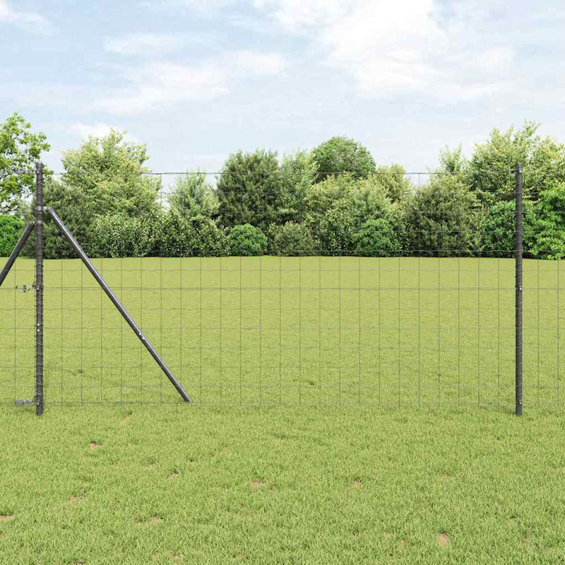 vidaXL Kerítés oszlopokkal Szürke 1 x 25 m Acél