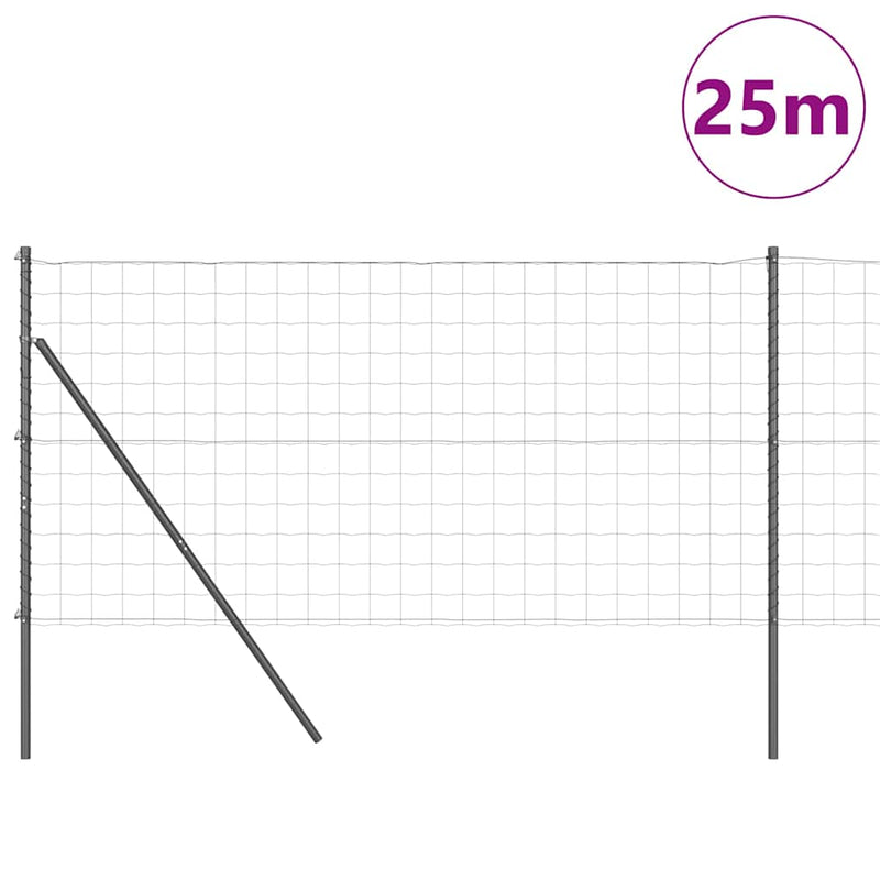vidaXL Kerítés oszlopokkal Szürke 1 x 25 m Acél