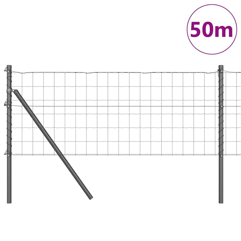 vidaXL Kerítés oszlopokkal Szürke 0.6 x 50 m Acél