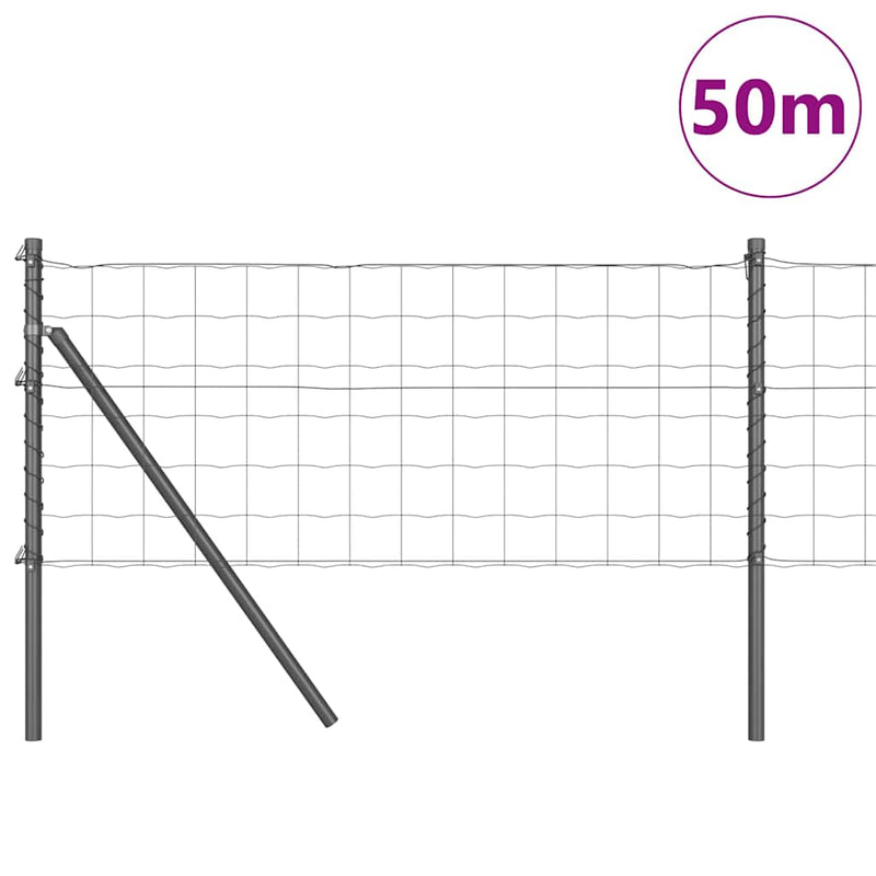 vidaXL Kerítés oszlopokkal Szürke 0.4 x 50 m Acél