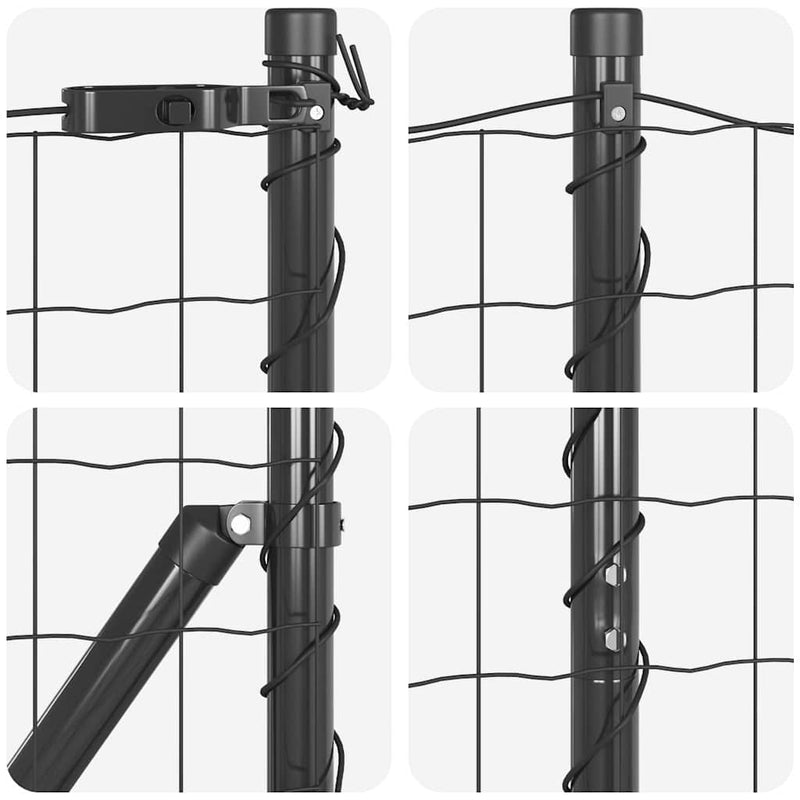 vidaXL Kerítés oszlopokkal Szürke 1.2 x 25 m Acél