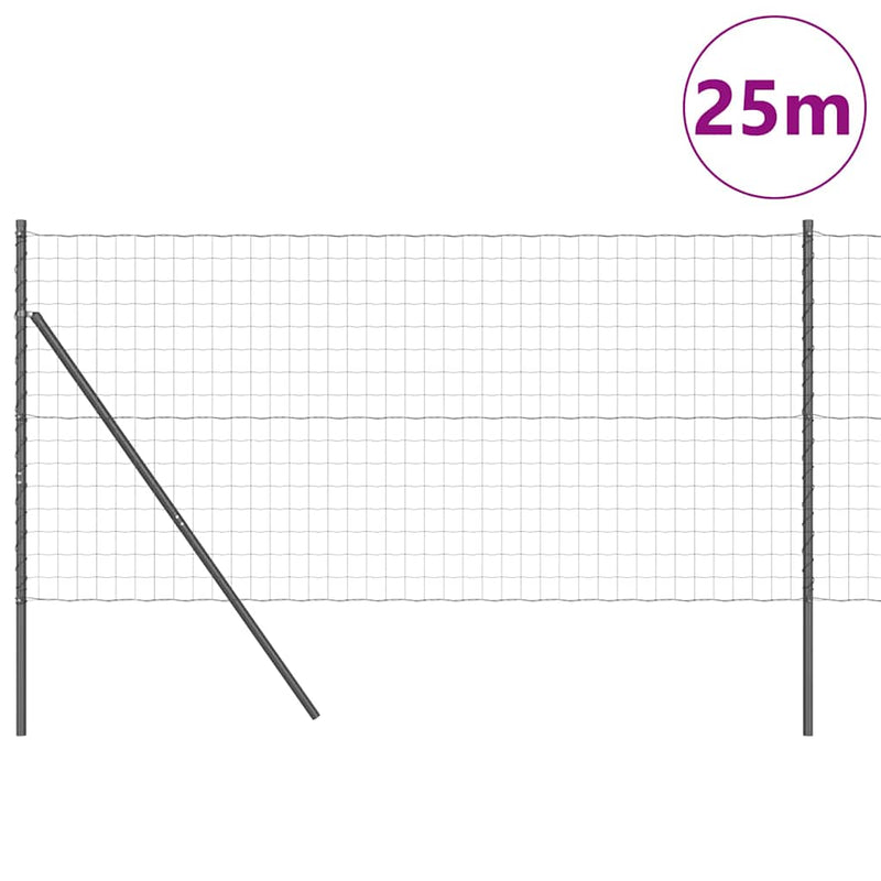 vidaXL Kerítés oszlopokkal Szürke 1.2 x 25 m Acél