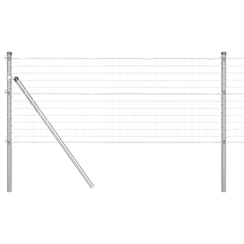 vidaXL Kerítés oszlopokkal Ezüst 0.8 x 10 m Acél