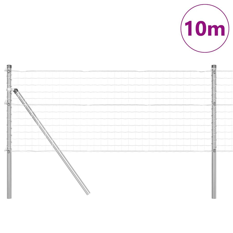 vidaXL Kerítés oszlopokkal Ezüst 0.8 x 10 m Acél