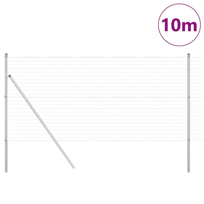 vidaXL Kerítés oszlopokkal Ezüst 1.4 x 10 m Acél
