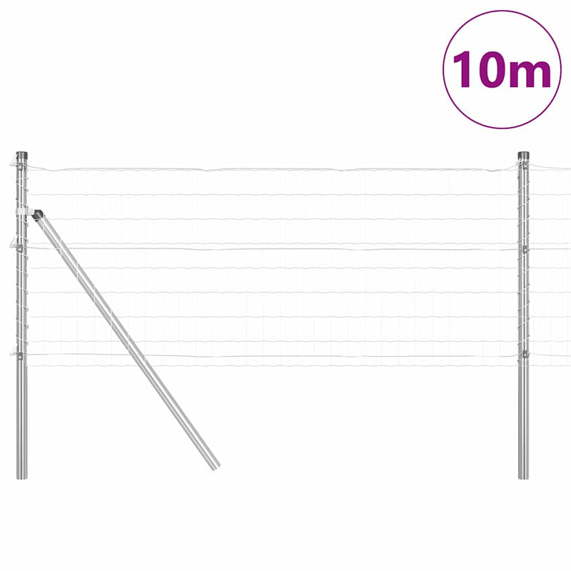 vidaXL Kerítés oszlopokkal Ezüst 0.8 x 10 m Acél
