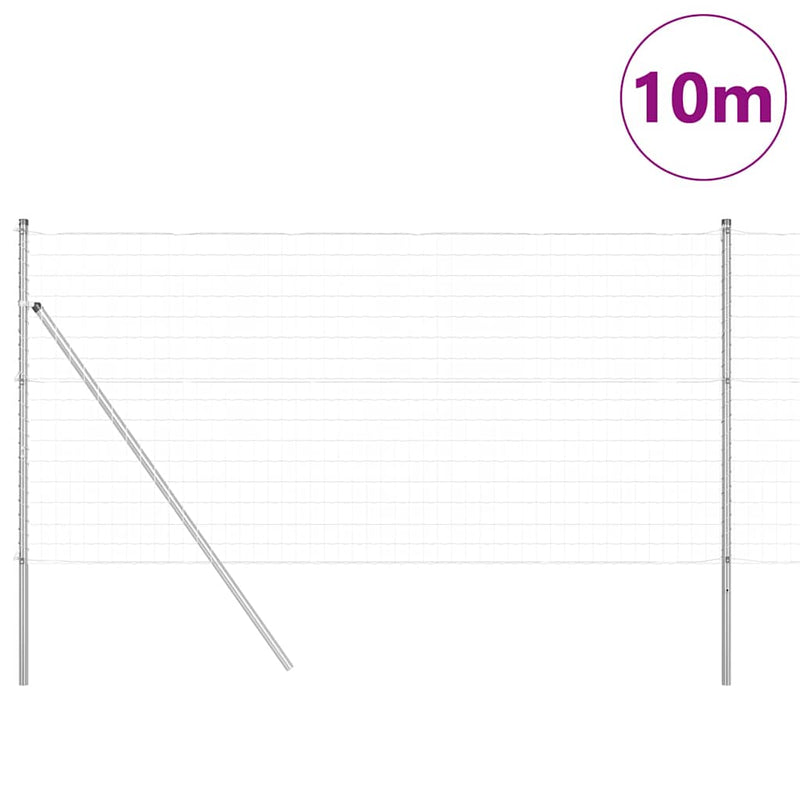 vidaXL Kerítés oszlopokkal Ezüst 1 x 10 m Acél