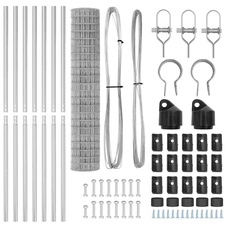 vidaXL Kerítés oszlopokkal Ezüst 1.5 x 10 m Acél