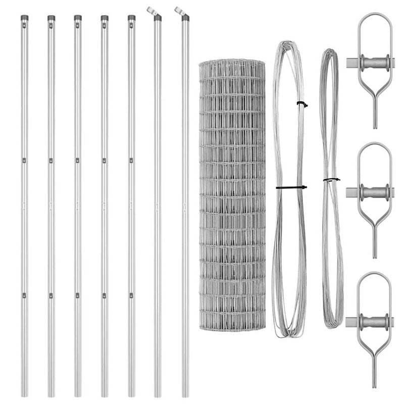 vidaXL Kerítés oszlopokkal Ezüst 1.4 x 10 m Acél