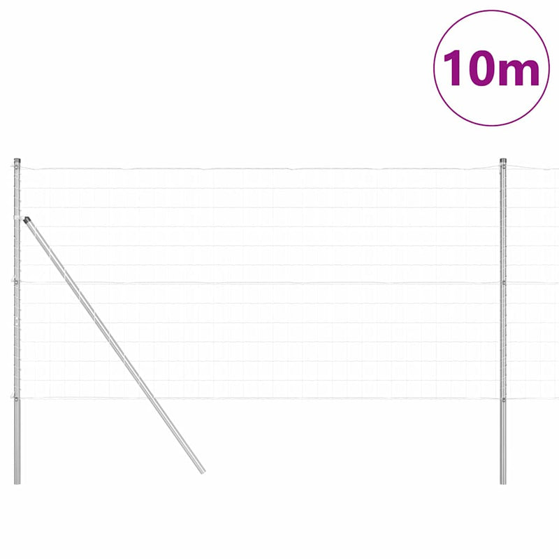 vidaXL Kerítés oszlopokkal Ezüst 1.4 x 10 m Acél