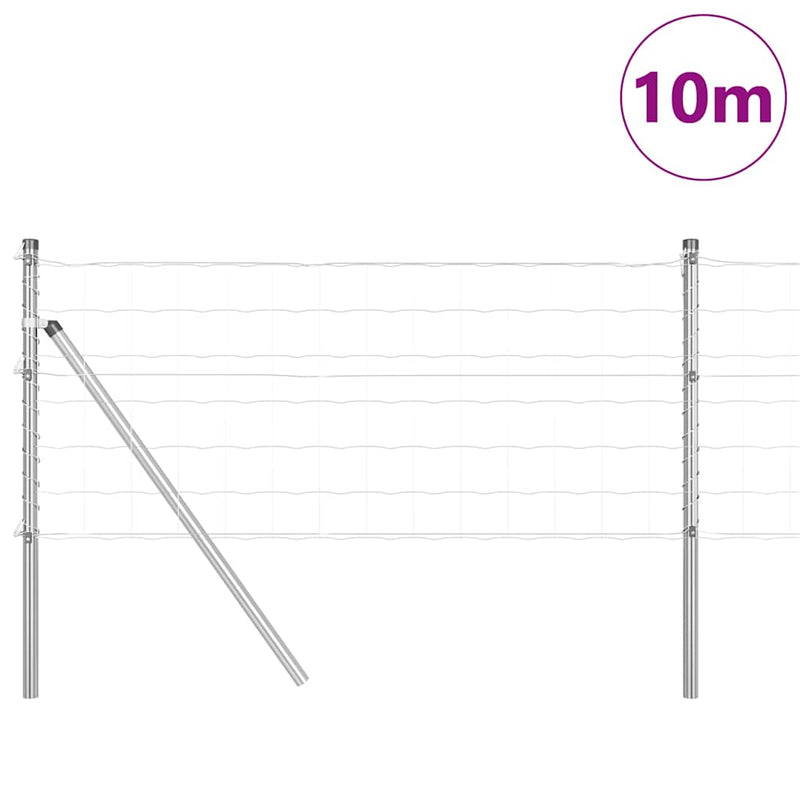 vidaXL Kerítés oszlopokkal Ezüst 0.8 x 10 m Acél