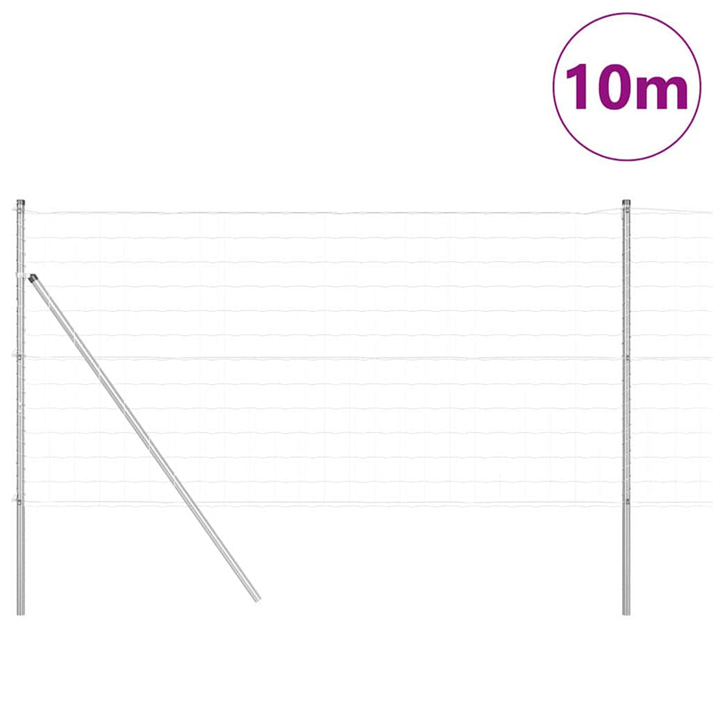 vidaXL Kerítés oszlopokkal Ezüst 1.4 x 10 m Acél