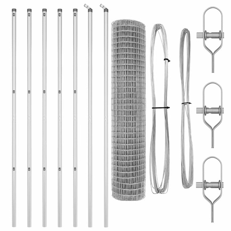 vidaXL Kerítés oszlopokkal Ezüst 1.5 x 10 m Acél