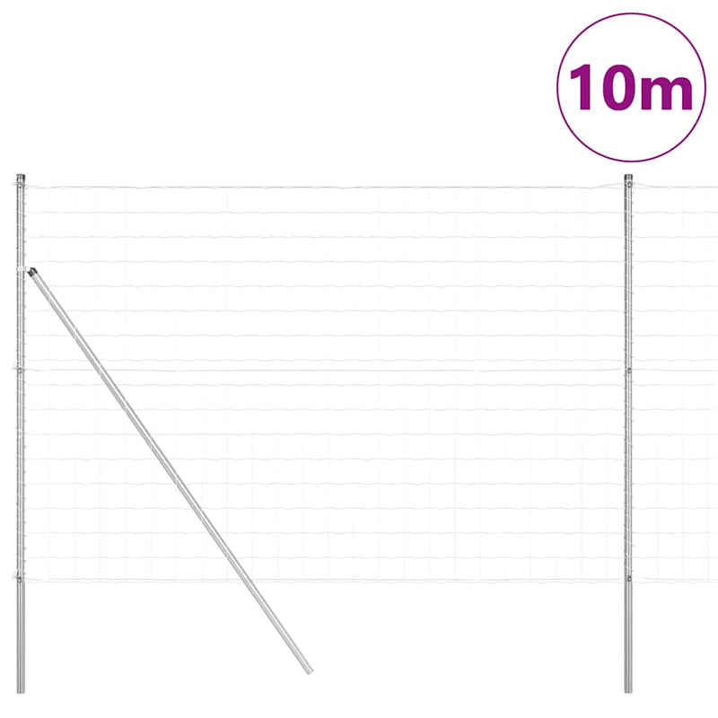 vidaXL Kerítés oszlopokkal Ezüst 1.6 x 10 m Acél